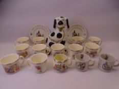 ROYAL DOULTON BUNNYKINS MUGS, A COLLECTION, Wedgwood Peter Rabbit and a single Staffordshire