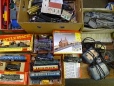 HORNBY RAILWAYS, TRAINS, CARRIAGES, TRACK, BUILDINGS, ACCESSORIES and power units ETC, a good