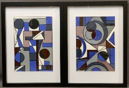 SHAN ECCLES (Emerging Deganwy Artist) a pair of abstract paintings, circles and other shapes,