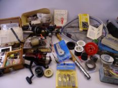 FISHING RODS, REELS, FLY TYING MATERIALS and other miscellaneous tackle (within 3 boxes and loose)