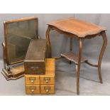 VINTAGE FURNITURE PARCEL, FOUR ITEMS to include a light oak card index bank of four drawers, 24.5cms