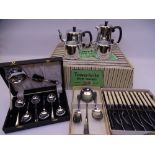 BOXED TOWERBRITE CAFE TEASET and a mixed quantity of cased cutlery