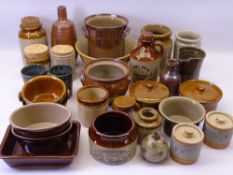 STONEWARE - an assortment of oven and tableware, provision containers, flagon for Perry Brothers