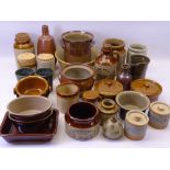 STONEWARE - an assortment of oven and tableware, provision containers, flagon for Perry Brothers