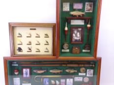FISHING TACKLE RELATED DISPLAY CASES (3) reproduction mainly composition items with one being a