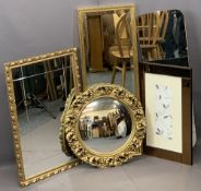 VINTAGE & LATER WALL MIRRORS (5), 96cms H the tallest