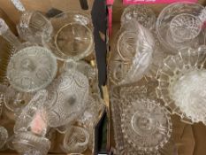 VINTAGE & LATER GLASSWARE to include dressing table items, comport, pedestal and other bowls, a good