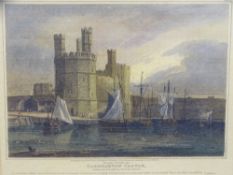 AFTER A W CALLCOTT a good, coloured print - Eagle Tower Caernarfon Castle, 28 x 37cms