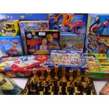 VINTAGE & LATER BOXED TABLETOP TOYS & GAMES including a wooden chess set and board, Hot Wheels,