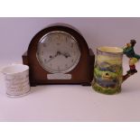 SMITHS PRESENTATION MANTEL CLOCK, musical jug and a Victorian pottery mug