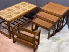 MID-CENTURY & LATER FURNISHINGS GROUP to include a stylish set of three teak occasional tables, tile