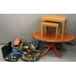 OCCASIONAL TABLES (3), power and other tools and a plastic model motor car made in France, 49.5cms