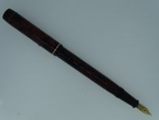 VINTAGE ONOTO 'THE PEN' FOUNTAIN PEN - (1930s-40s) Red and Black Marble De La Rue, No number -