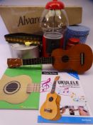 MIXED COLLECTABLES GROUP to include a modern Mahalo ukulele boxed with How to Play books, vintage