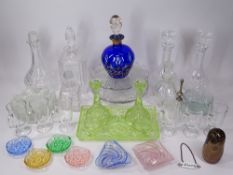 VICTORIAN & LATER PRESSED, MOULDED & COLOURFUL GLASSWARE to include a Bristol Blue colour and gilt