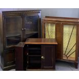 VINTAGE & LATER FURNITURE, THREE ITEMS to include a Priory style oak bookcase having two upper