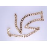 A CONTINENTAL 375 GOLD FLAT LINK CURB NECKLACE, 48grms, 50cms long
