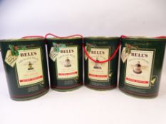 WADE BELLS SCOTCH WHISKY CHRISTMAS DECANTERS (4) in cylindrical presentation boxes with contents,