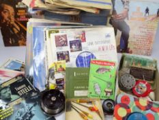 VINTAGE FISHING EQUIPMENT and a cased quantity of vintage LPs