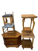 VINTAGE & LATER FURNITURE PARCEL (5 ITEMS) including a walnut two-tier trolley, 64.5cms H, 50cms sq,