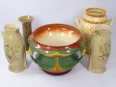 ART NOUVEAU PLANTER, Burleigh ware and other Art Deco vases