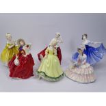 ROYAL DOULTON FIGURINES (6) - Autumn Breezes, Paula HN2906, Daydreams HN1731, The Last Waltz HN2315,