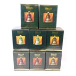 WADE BELLS SCOTCH WHISKY DECANTER BELLS, CHRISTMAS EDITIONS (8), all boxed with contents to