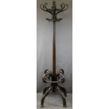BELIEVED THONET BENTWOOD COAT & HAT STAND, no labels or marks, 204cms approx H, 68cms max W (the odd