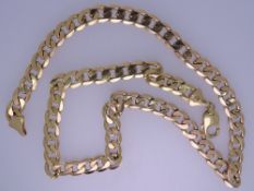 A CONTINENTAL 375 GOLD FLAT LINK CURB NECKLACE, 48grms, 50cms long