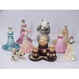 COALPORT & OTHER LADY FIGURINES, NAO Panda, Goebel's condiment set ETC