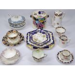 LOSSOLWARE TUREEN, Carnation biscuit barrel, Longton and other teaware