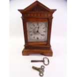 MORATH BROS OF LIVERPOOL - Pendulum mantel clock with carved front, backplate marked 'LENZKIRCH',