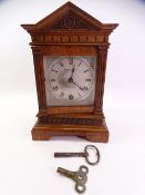 MORATH BROS OF LIVERPOOL - Pendulum mantel clock with carved front, backplate marked 'LENZKIRCH',