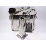 ART DECO CHROME COAL BOX & MATCHING COMPANION SET