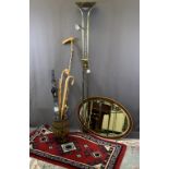 MIXED HOUSEHOLD FURNISHINGS BUNDLE to include a modern satin brass uplighter standard lamp with