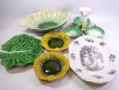 MAJOLICA TYPE PAIR OF SHALLOW DISHES, 21cms diameter, Continental dish, Goodwin Bridgwood &