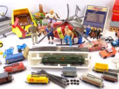 MODEL RAILWAY, Stargate and Frogger electronic games, 18 Action figurines and a Helicopter ETC