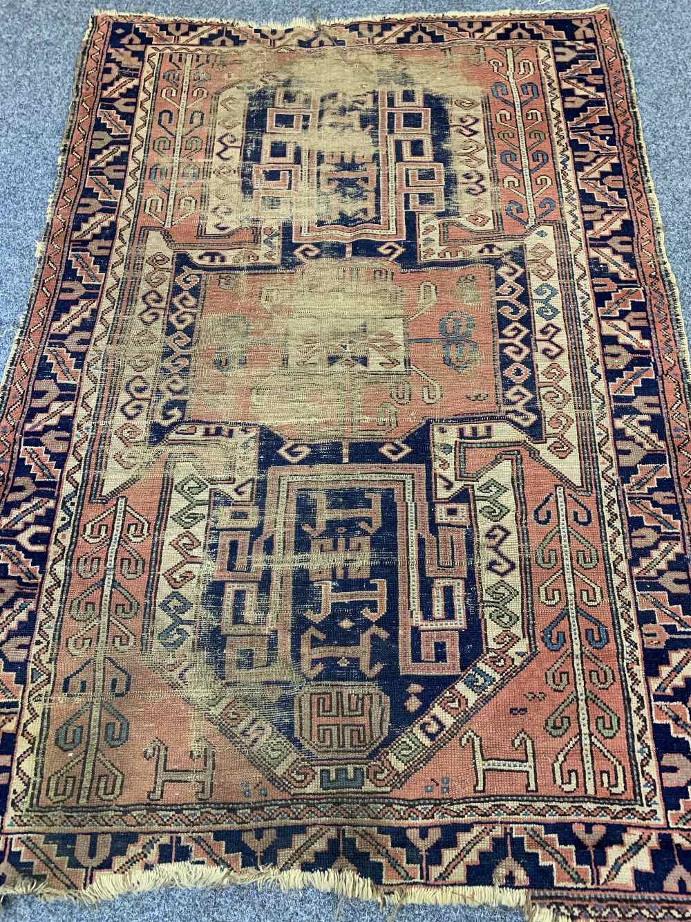 ANTIQUE & LATER EASTERN RUGS including a 210 x 144cms blue and red ground example, traditionally - Image 3 of 3