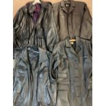 LADY'S & GENTLEMEN'S LEATHER JACKETS (4) UK size 12, size L, 52 and 26 measurements showing