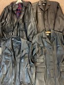 LADY'S & GENTLEMEN'S LEATHER JACKETS (4) UK size 12, size L, 52 and 26 measurements showing