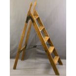 VICTORIAN SIMPLEX STYLE FOLDING LADDER/LIBRARY STEPS, 134.5cms H, 40cms W