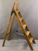 VICTORIAN SIMPLEX STYLE FOLDING LADDER/LIBRARY STEPS, 134.5cms H, 40cms W