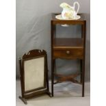 GEORGIAN MAHOGANY WASHSTAND and a similar period swing toilet mirror, the stand with top