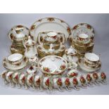 ROYAL ALBERT OLD COUNTRY ROSES TEA & DINNERWARE approximately 100 pieces