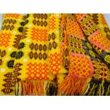 UNUSUAL WELSH WOOLLEN BLANKET with typical traditional reversible pattern with highly colourful
