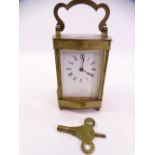 CIRCA 1900's BRASS CARRIAGE CLOCK, Roman numeral dial, 'S F' to the backplate