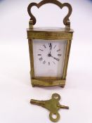 CIRCA 1900's BRASS CARRIAGE CLOCK, Roman numeral dial, 'S F' to the backplate