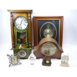 CLOCKS - Smiths polished mantel clock with Westminster chime, assortment of other mantel clocks,