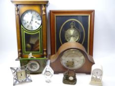 CLOCKS - Smiths polished mantel clock with Westminster chime, assortment of other mantel clocks,