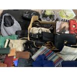 LEATHER & OTHER LADY'S HANDBAGS, purses, wallets, hats and scarfs, a quantity